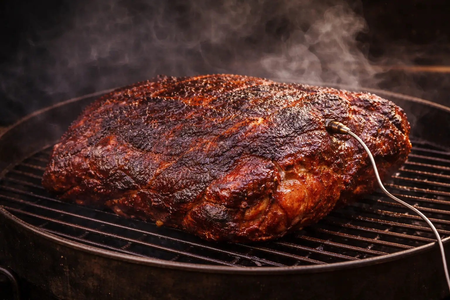 How long does pork shoulder take to smoke per kg?