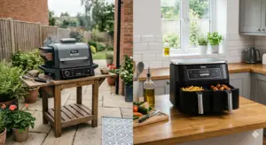 Comparison of Ninja Woodfire Outdoor Oven and Ninja Foodi Dual Air Fryer in a UK home